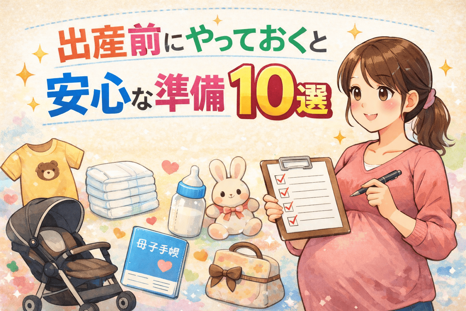 出産前にやっておくと安心な準備10選を解説した記事のアイキャッチ画像